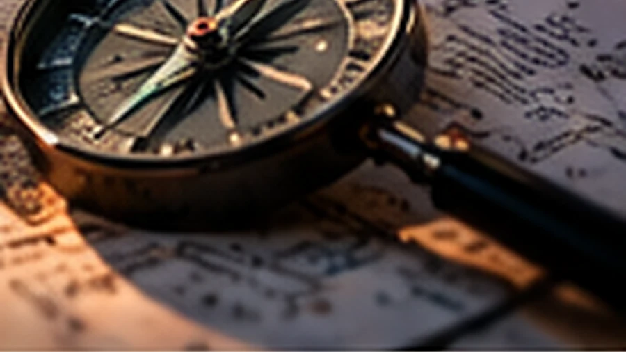 Compass resting on notes and paperwork
