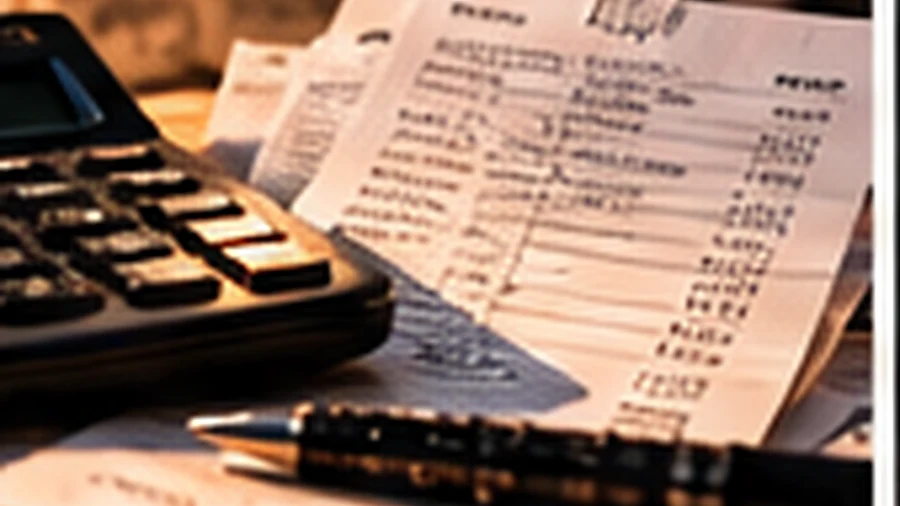 Calculator, receipts and credit paperwork