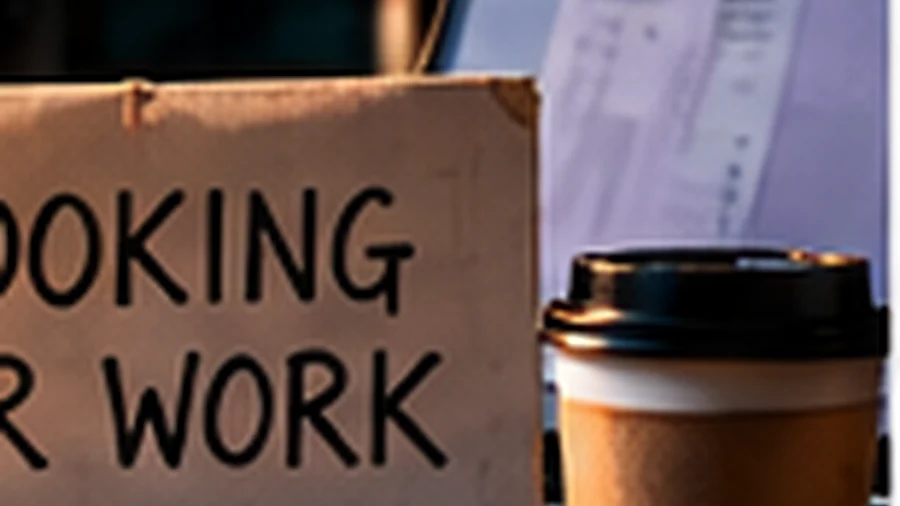 Job-search notebook, coffee and work materials